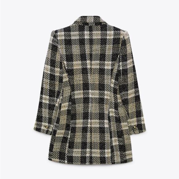 NWOT Zara Long Textured Check Blazer. Blogger fave. - Picture 4 of 14